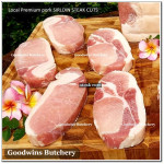 Pork Karbonat Has Luar SIRLOIN SKIN ON frozen Local Premium STEAK 3/4" 2cm (price/pack 500g 2pcs)